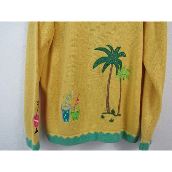 The Quacker Factory Large A Day At The Pool Cardigan Button Front Yellow Green - Picture 9 of 9